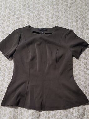 Banana Republic Olive Short Sleeve Scuba Peplum Top